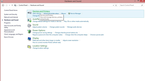 Control Panel, Hardware, Devices and Printers